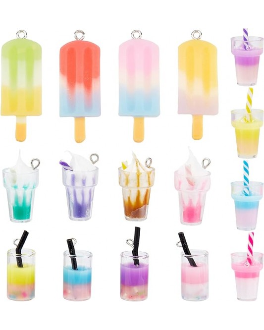 268Vi01-10A 32 pieces  Resin milk tea fruit tea ornaments