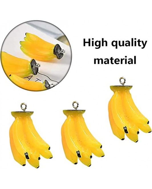 126ZY001-22-30p Imitated Food Banana Yellow Micro Model Charms Resin Pendants with Loop for DIY