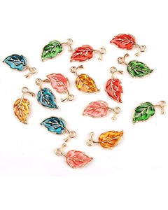 128LZ003-25-10P-Zinc Alloy Drop Oil Leaves Shape Charms Pendant for DIY