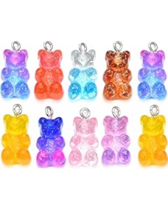 126ZY001-27-200p-Colorful Gradient Resin Bear Candy Gummy Resin Bear Necklace Pendant Earring Jewelry Diy Decoration