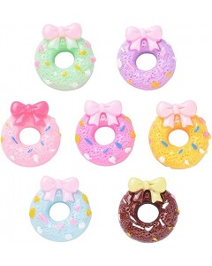 126ZY001-11-30p   Imitation Donut with Bowknot Fake Food Mini Simulation Model No-Hole Charms for DIY Craft