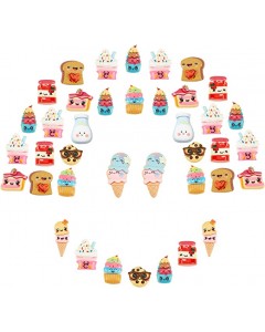 126ZY001-17-30p  Toast Milk Cake Cookie Ice Cream Shape Colorful 3D Cabochons for DIY