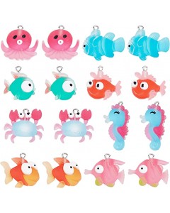 126ZY001-18-30p  Charms Summer Hawaii Fish Seahorse Octopus Crab Charm for DIY