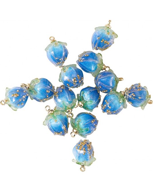 126ZY001-26-500p-Handmade Natural Real Dried Flower Charm Bud Golden Pendants for DIY