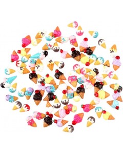 268Vi03-10A  50 pieces of resin Flat Back Gemstone Ice Cream Slime Charm beaded decoration DIY craft scrapbook jewelry making
