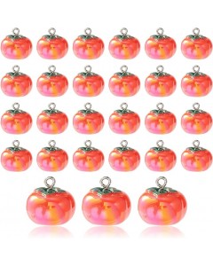 268Vi01-10A 20 opaque acrylic imitation food ornaments 3D food fruit Red persimmon ornaments for party decoration