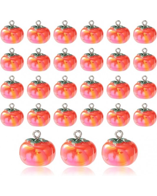 268Vi01-10A 20 opaque acrylic imitation food ornaments 3D food fruit Red persimmon ornaments for party decoration