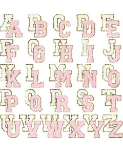 126ZY002-25-40p-Chenille Letter Patches A-Z Iron on Patches Gold Glitter  for DIY