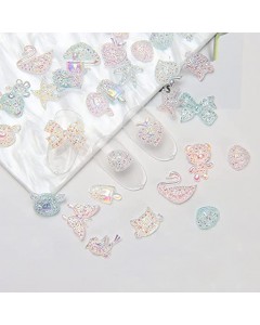 126ZY002-35-40P-Multi Shapes Nail Charms Rhinestone 3D Flatback Resin