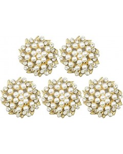 126ZY002-33-40P-Rhinestone Buttons Embellishments Flatback Pearl Brooch Pendants for  DIY