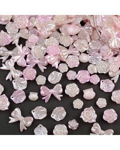 126ZY002-24-50p-Gradient Pearls Flowers Pearls 3D Beads Bulk for DIY Crafts