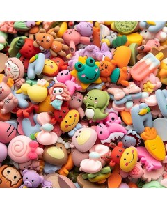 126ZY002-52-60p-Slime Charms Cartoon Animal and Fruit Cute Set - Mixed Lot Assorted Resin Flatback Sets for DIY Crafts Making