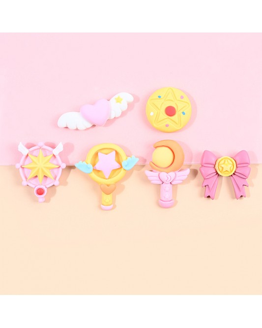 128LZ001-01-100p-128LZ001-01  20p  RC005 Cartoon Beautiful Girl Magic Wand DIY Resin Charms