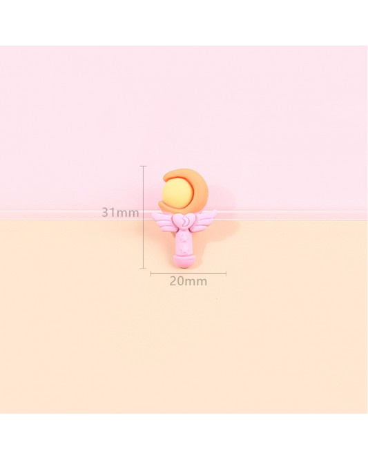 128LZ001-01-100p-128LZ001-01  20p  RC005 Cartoon Beautiful Girl Magic Wand DIY Resin Charms