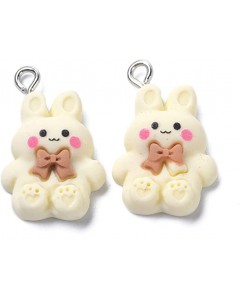 128LZ001-05-100p-128LZ001-04  100p Resin Rabbit Pendants Cartoon Bunny Charms  DIY