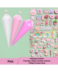 SL031-Z23-Silicone Whipped Decorative Cream Emulator Cream Glue Gel DIY kit with free tips and cute charm（800 pieces）