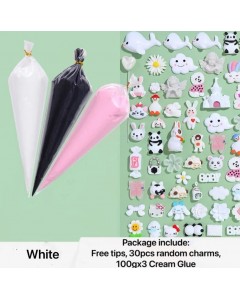 SL031-Z24-Silicone Whipped Decorative Cream Emulator Cream Glue Gel DIY kit with free tips and cute charm（Colors as shown in the images）