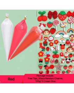 SL031-Z27-Silicone Whipped Decorative Cream Emulator Cream Glue Gel DIY kit with free tips and cute charm（100 pieces）