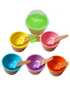 269viyo1-10Set Ice Cream Bowl Spoon Clear/Fluffy Slime Box Popular Kids Food Play Toys For Children Charms Clay DIY Kit Accessories-Random color combinations