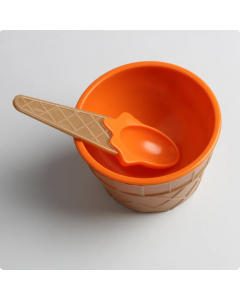 269viyo1-10Set Ice Cream Bowl Spoon Clear/Fluffy Slime Box Popular Kids Food Play Toys For Children Charms Clay DIY Kit Accessories-orange
