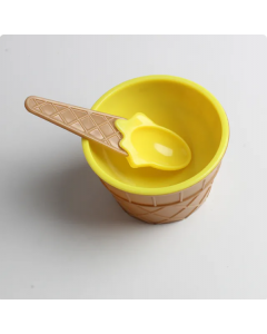 269viyo1-10Set Ice Cream Bowl Spoon Clear/Fluffy Slime Box Popular Kids Food Play Toys For Children Charms Clay DIY Kit Accessories-yellow