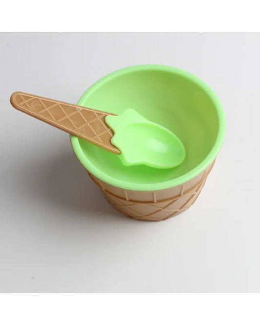 269viyo1-10Set Ice Cream Bowl Spoon Clear/Fluffy Slime Box Popular Kids Food Play Toys For Children Charms Clay DIY Kit Accessories-green