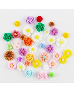 126ZY002-06-100p-Flower Nail Charms Cute Set Making Hair Clip Headband DIY Craft Jewelry