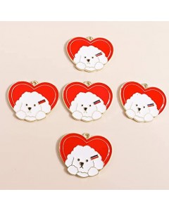 126ZY002-14-50p-Love Heart Dog Charms For Jewelry Making