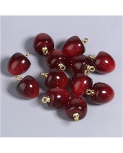 126ZY002-10-100p-Red Cherry Shape Small Pendant Charm Beads for Jewelry Making