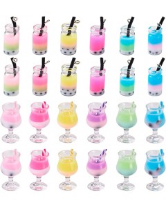 128LZ002-17-15P-Colorful Resin Plastic Fruit Tea Bottle Dangle Charms Pendants for DIY