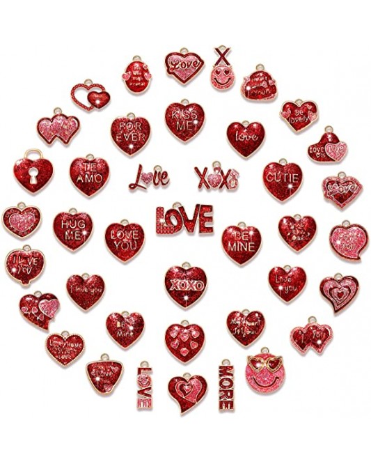 128LZ003-06-10P-DIY Jewelry Making Valentine's Day Charms 80 Pack