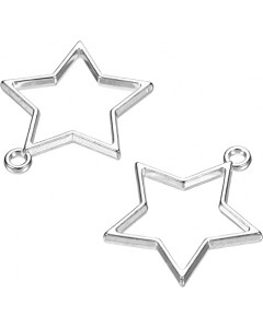 128LZ002-07-15P-Star Shape Geometric Alloy Hollow Open Back Charms for DIY Crafts