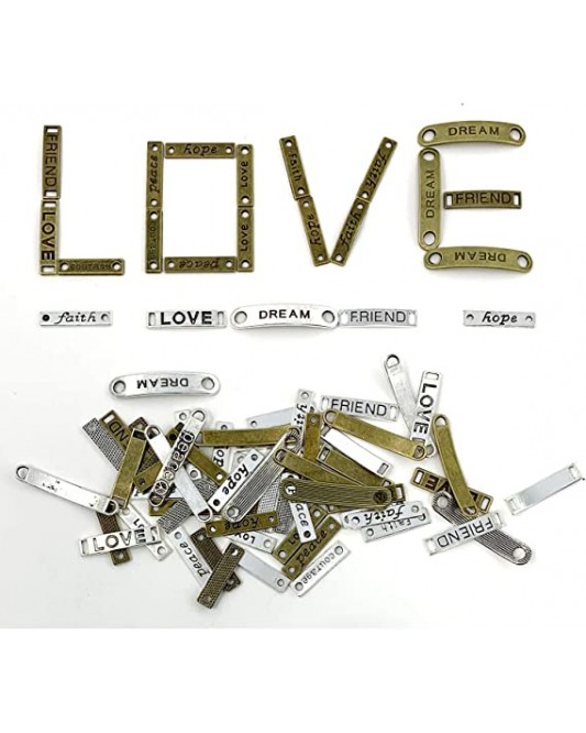 128LZ002-06-15P-Mixed Words Letters Connector Pendants Beads Charms for DIY