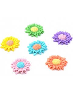 128LZ003-04-10P-Flatback Mix Lots Sunflowers Resin Beads Charms for Jewelry Making DIY Craft
