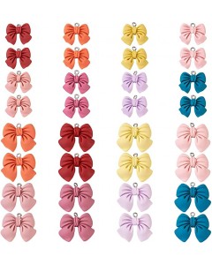 128LZ003-02-10P-Resin Bowknot Pendants Flatback Bow Dangle Charms for DIY Jewelry Making