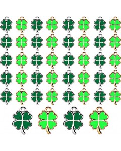 128LZ002-05-15P-Four-Leaf Shamrock Charms Lucky Resin Charms DIY Jewelry Ornaments